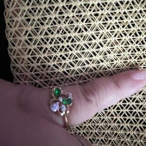 Gold plated and Green Gemstone Ring